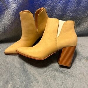 Latico Tan Ankle Boots with Block Heel